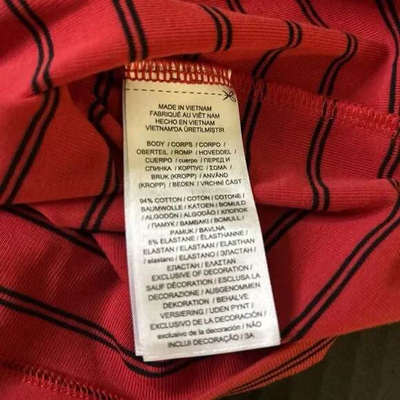 Lauren Ralph Lauren Top Size XXL red Striped Square Neck Cotton Blend stretch - Picture 6 of 6